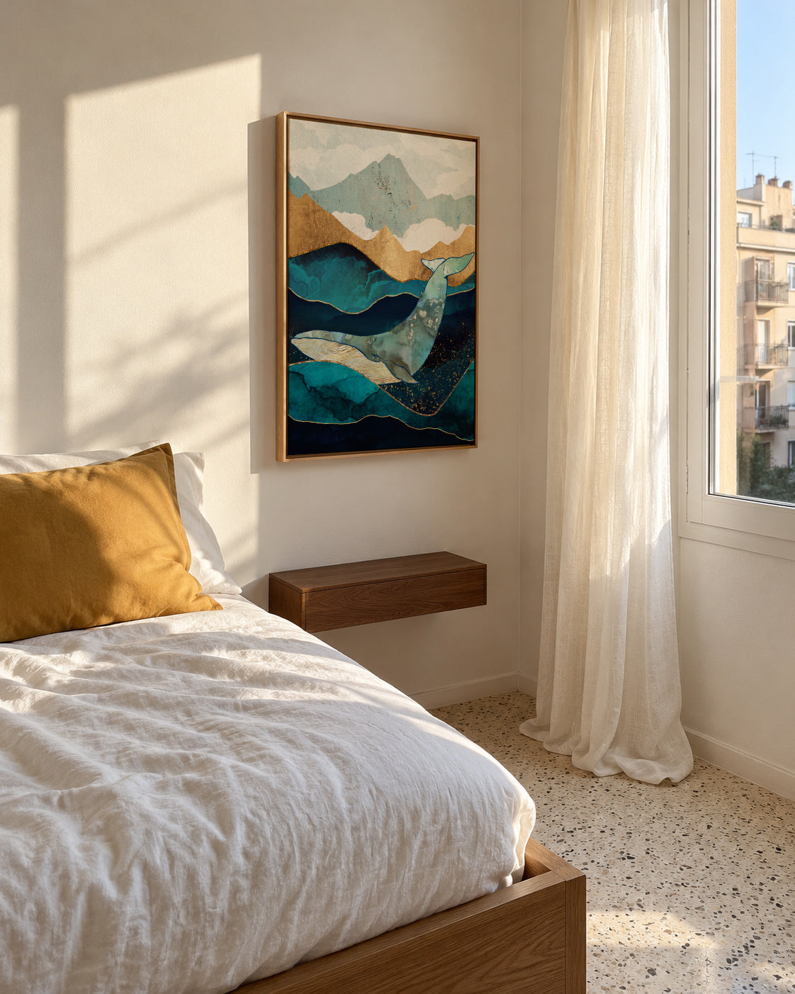 Blue Whale - Framed canvas in an interior