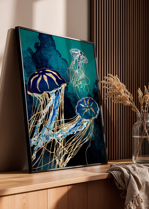 Blauwe kwallen kunst