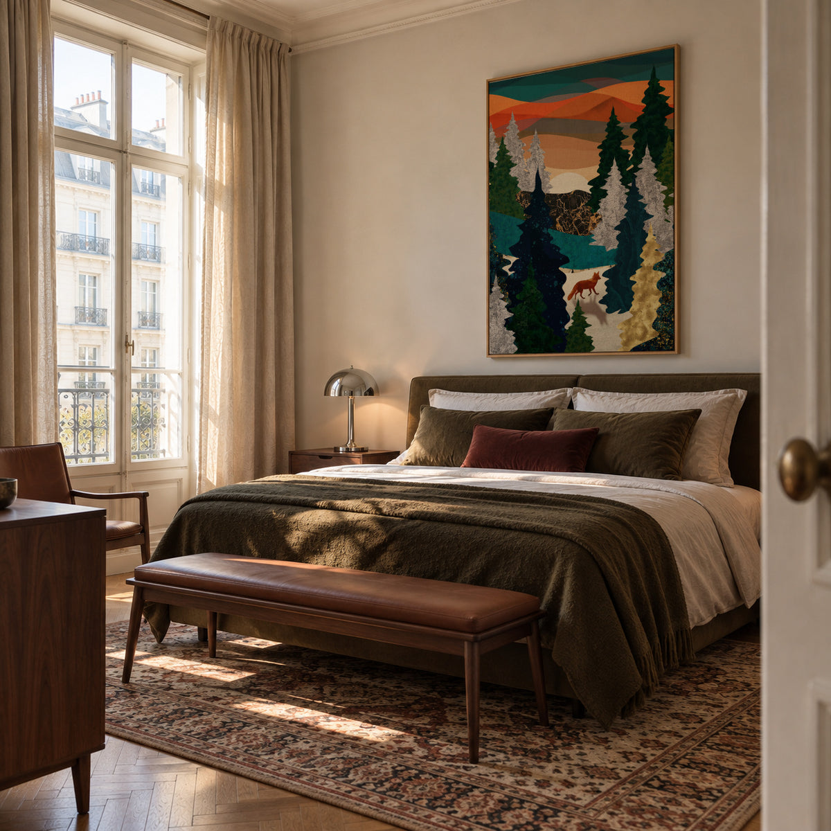 Amber Fox - Framed canvas in an interior