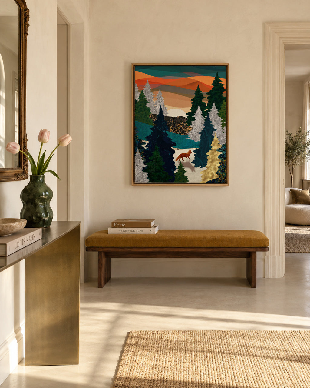 Amber Fox - Framed canvas in an interior