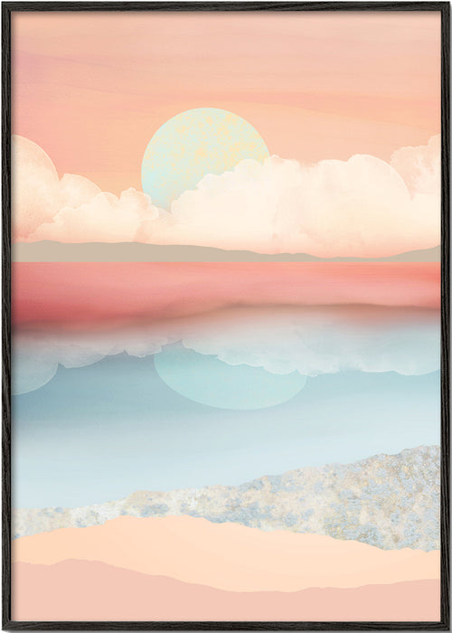 Landschap kunst in pastel met zonreflectie