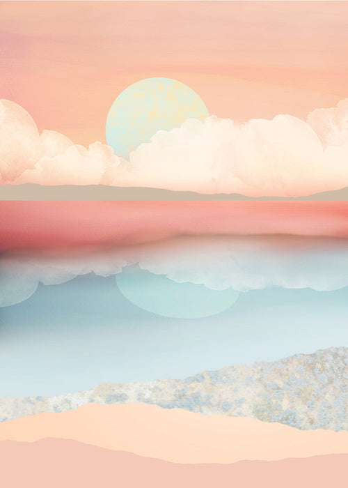 Landschap kunst in pastel met zonreflectie