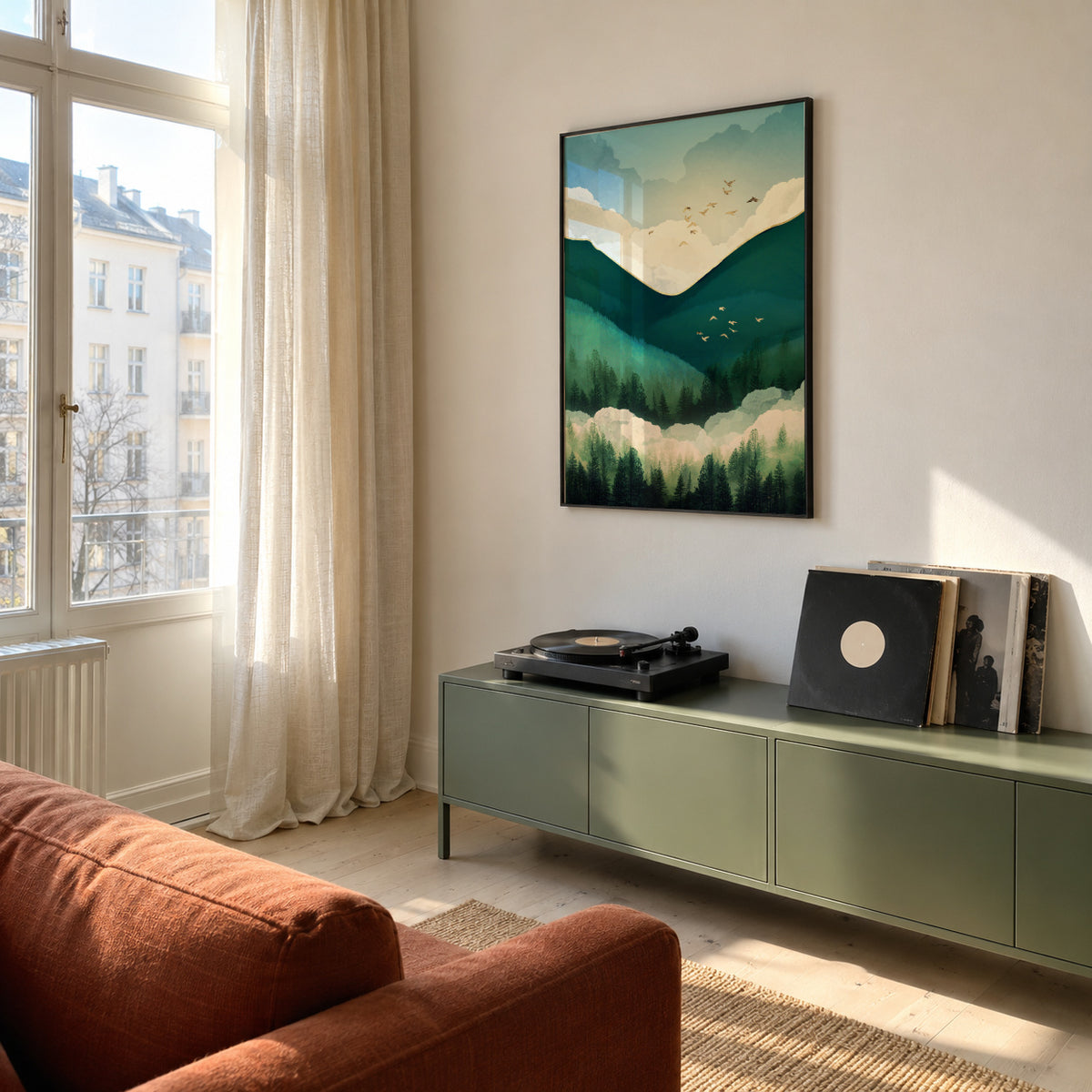 Emerald Hills - Framed poster in an interior