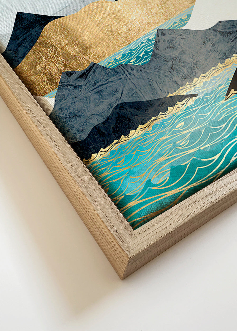 Landschapskunst met maan en gouden zee