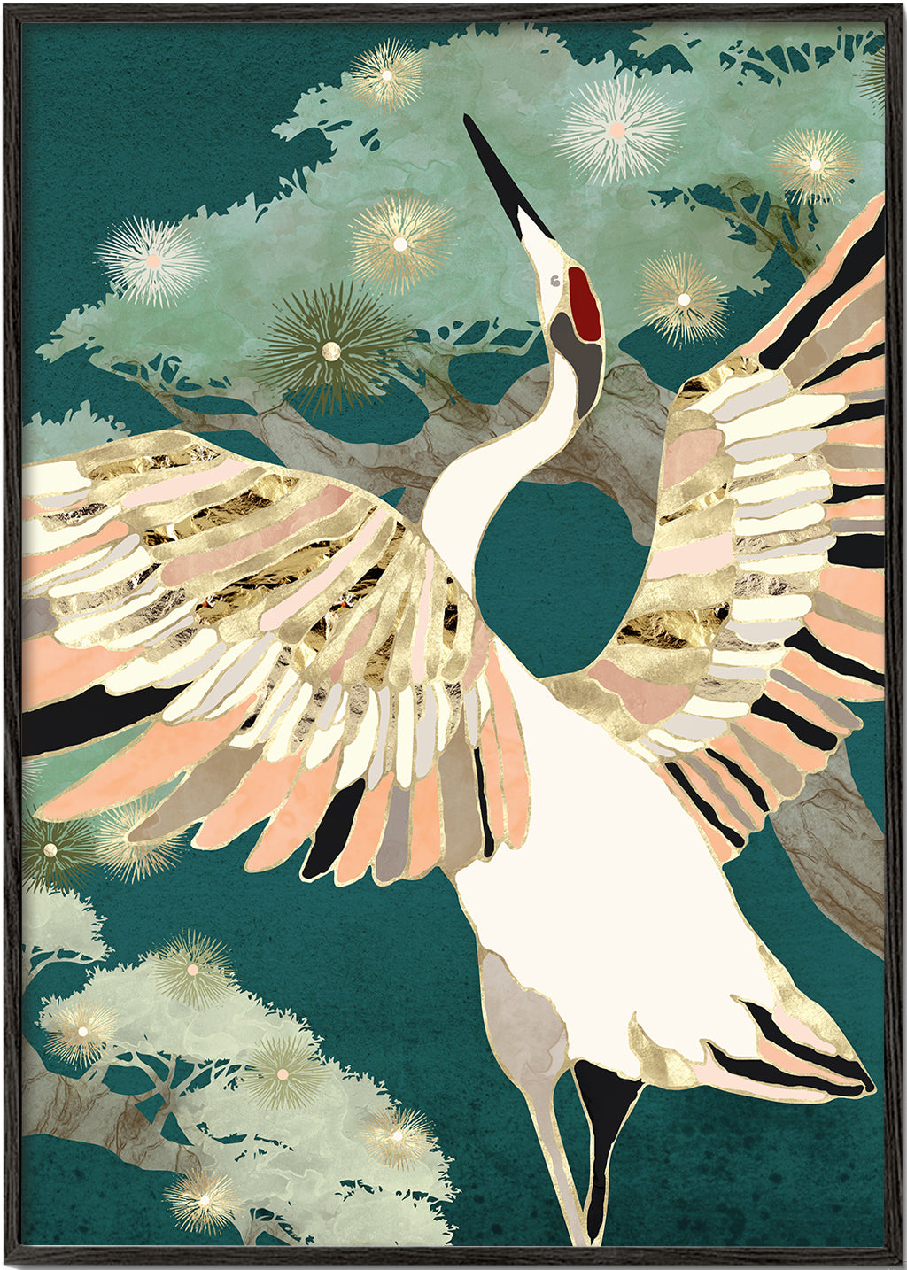 Gouden kraanvogel in vlucht