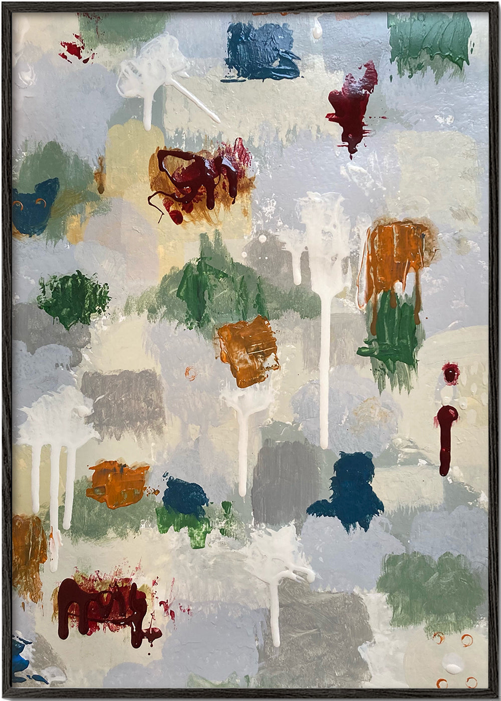 Abstract kunstwerk met koperen spatten