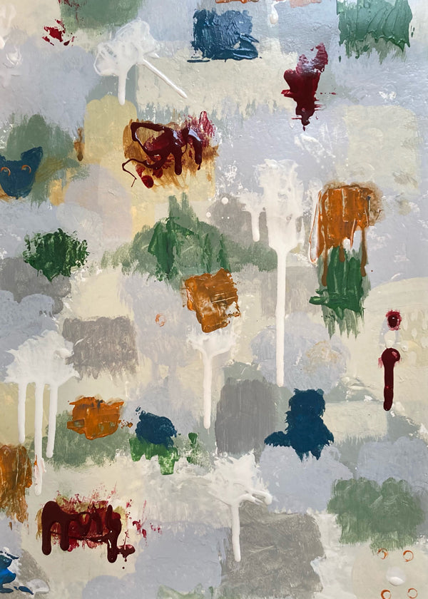 Abstract kunstwerk met koperen spatten