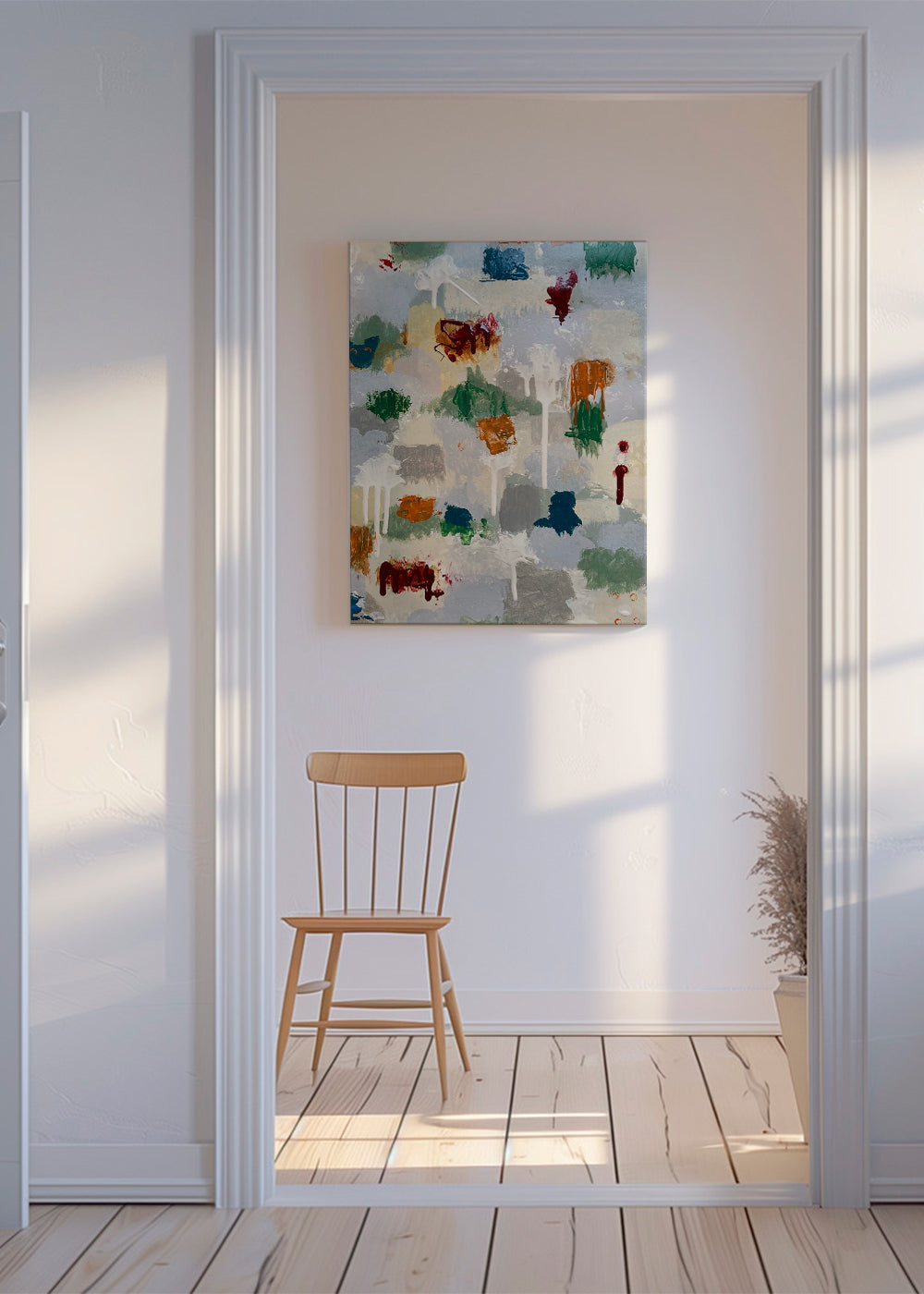 Abstract kunstwerk met koperen spatten