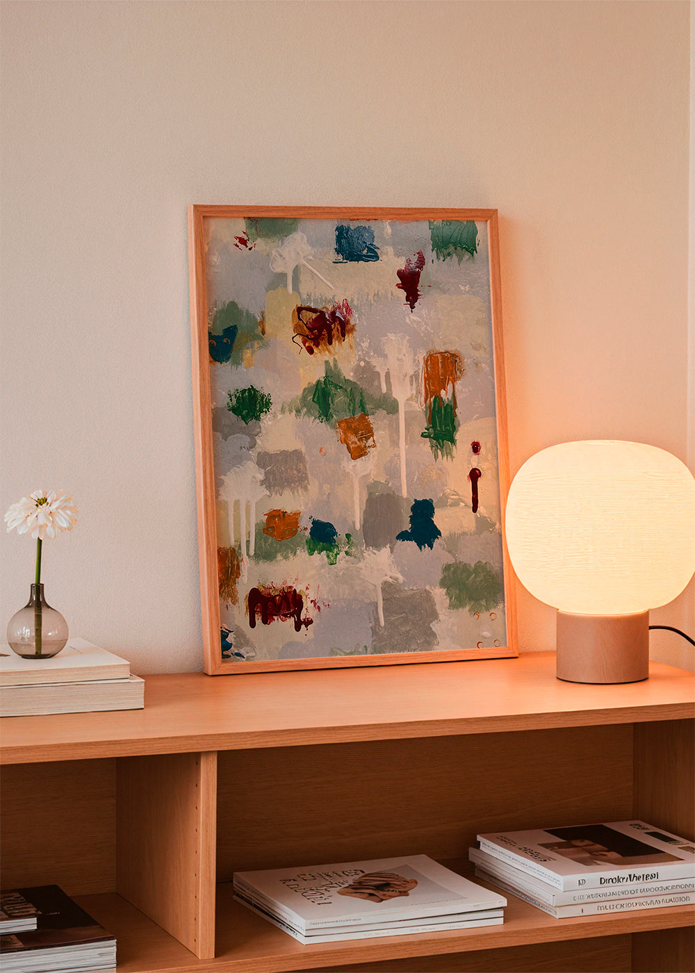 Abstract kunstwerk met koperen spatten