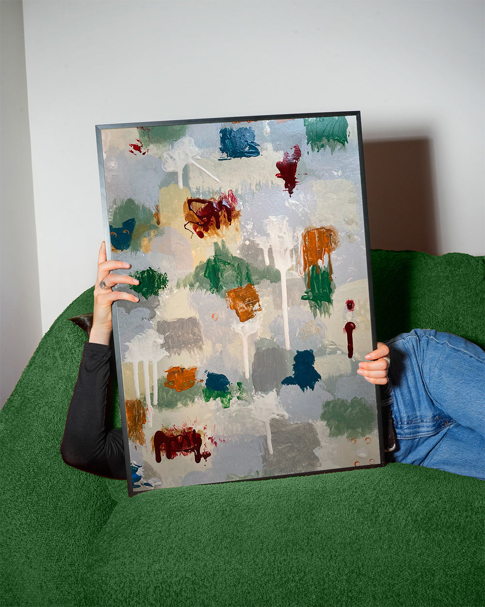 Abstract kunstwerk met koperen spatten