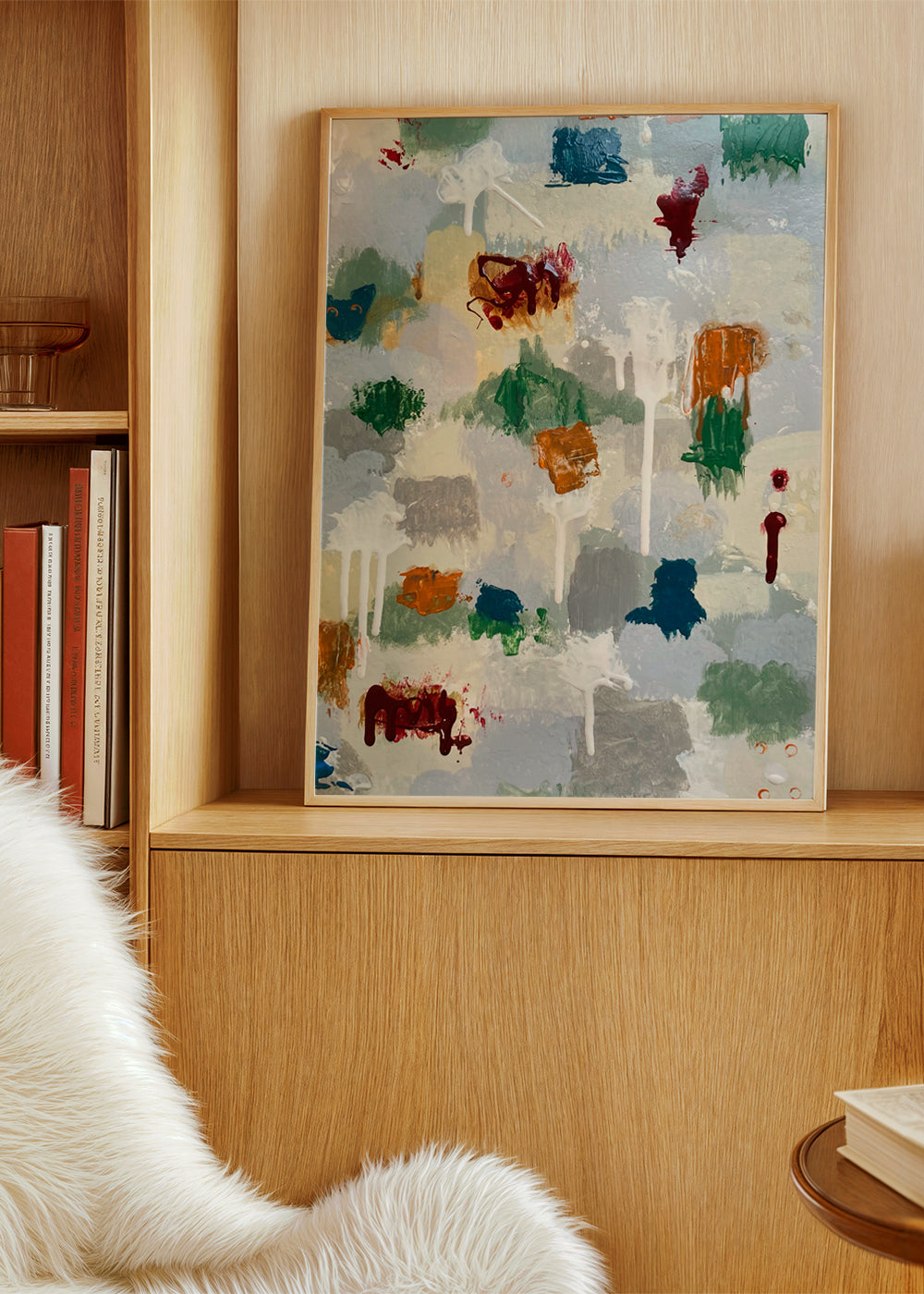 Abstract kunstwerk met koperen spatten
