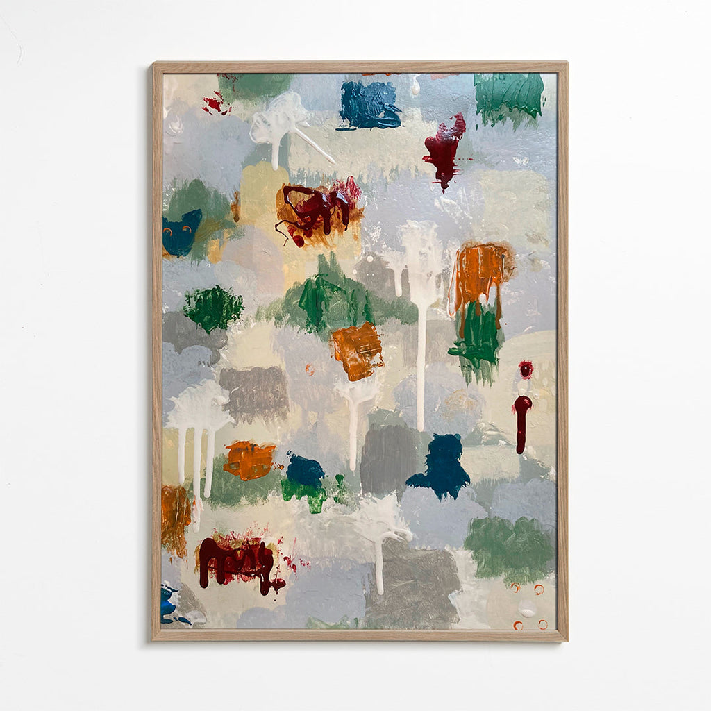 Abstract kunstwerk met koperen spatten