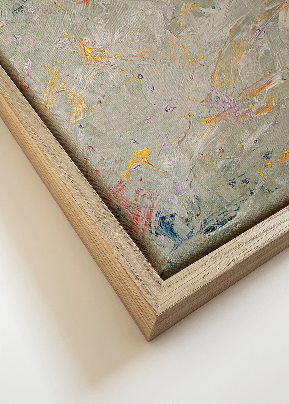 Abstract kunstwerk met gebaarstreek en oranje vlek
