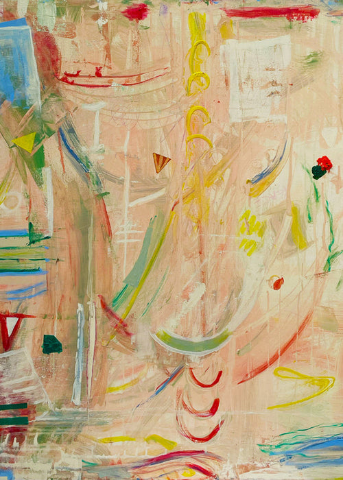 Abstract kunst warme tinten en bloemrijke accenten