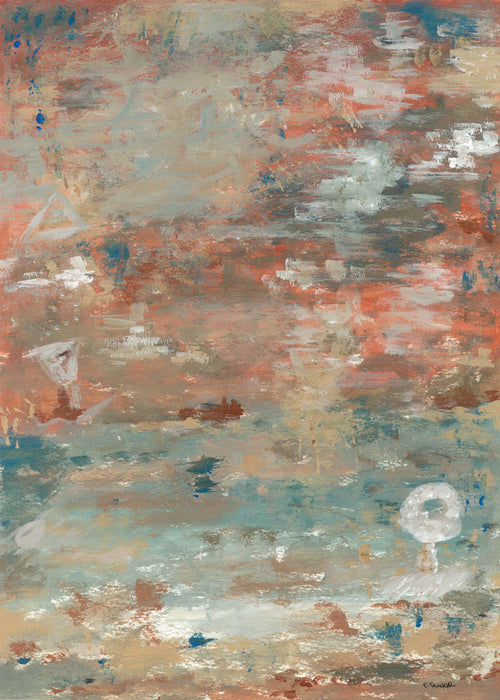 Abstract kunstwerk in zee- en aardetinten