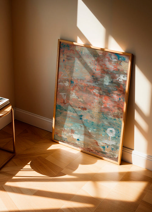 Abstract kunstwerk in zee- en aardetinten