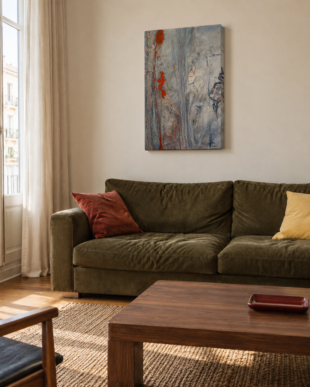Two worlds - Unframed canvas in an interior