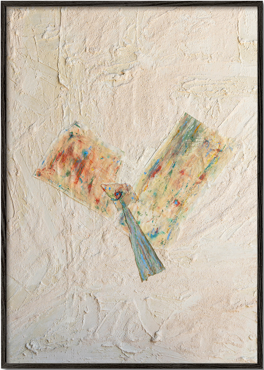 Abstract kunstwerk crème textuur met kleurrijke penseelstreken