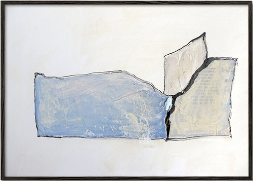 Abstract kunst met blauwe veeg en omtrek