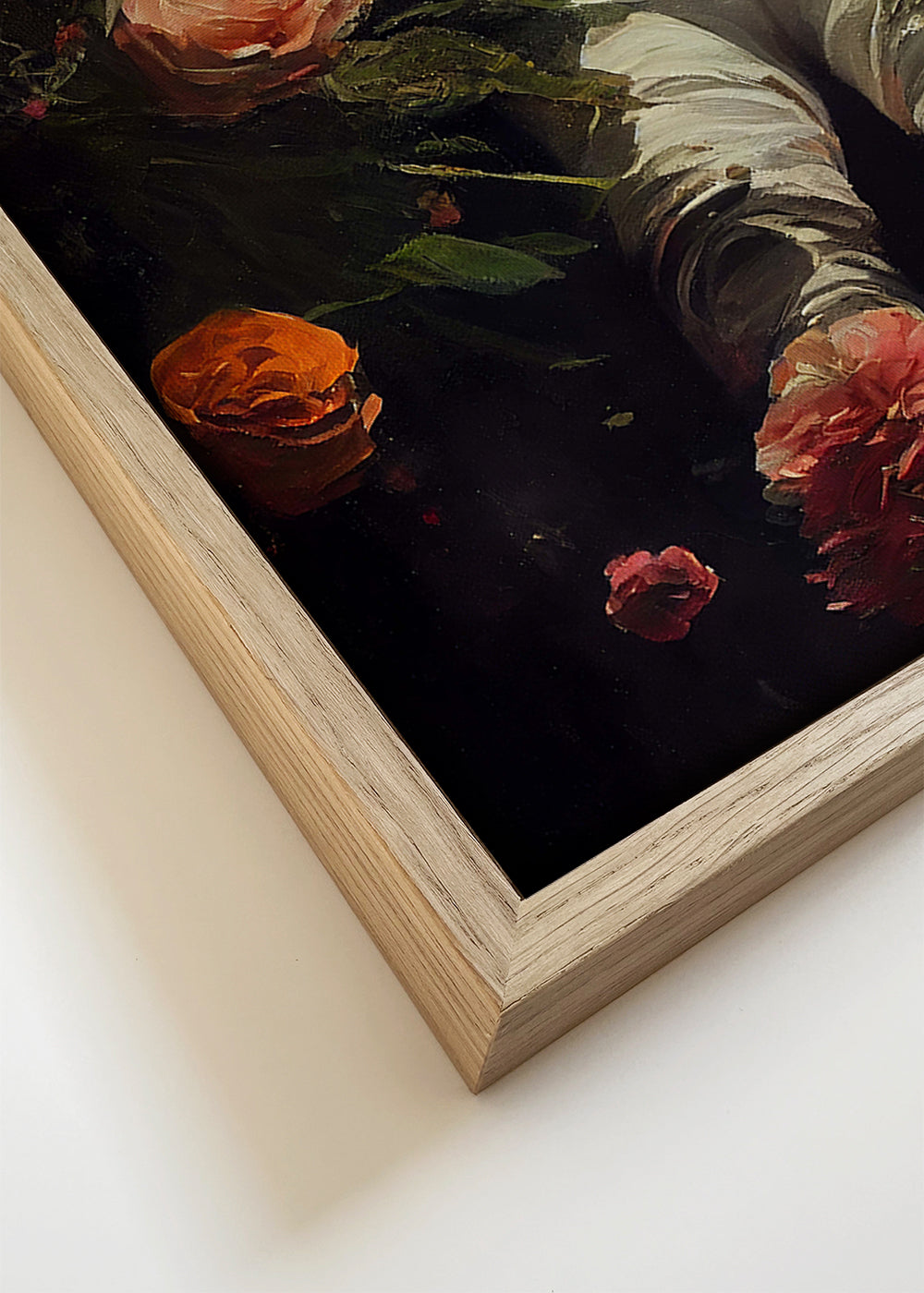 Botanische print: astronaut tussen bloemen
