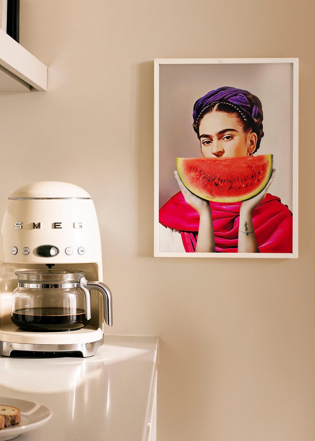 Watermelon Frida - Framed poster in an interior