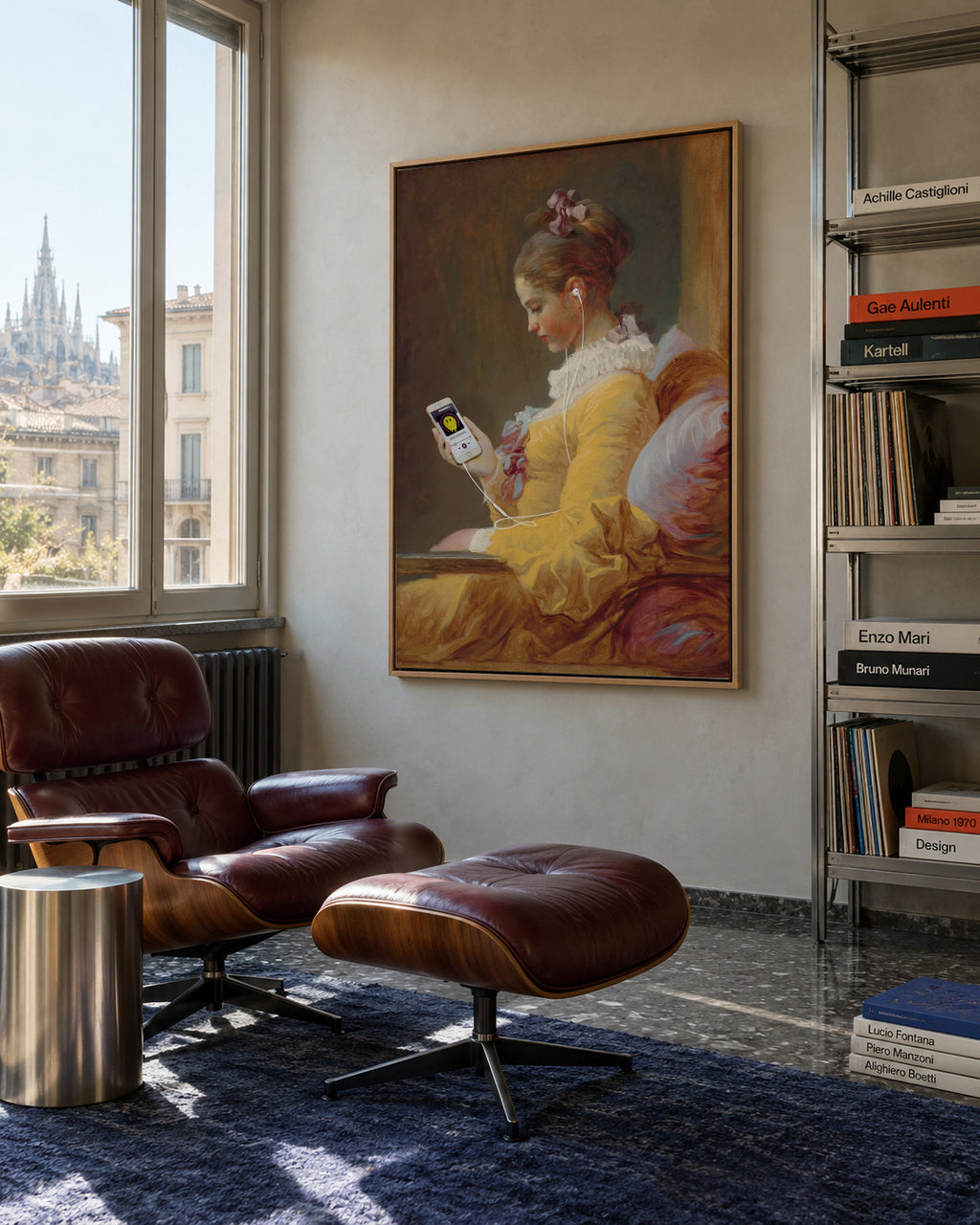 Listening a new track - Framed canvas in an interior