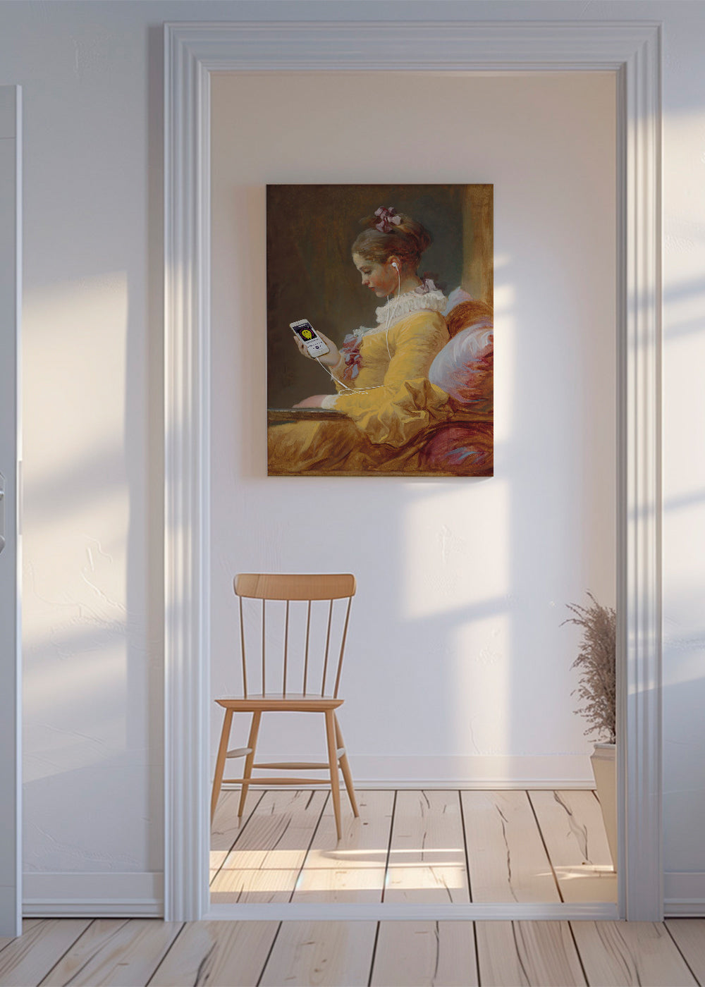 Vintage schilderij van meisje met oortjes