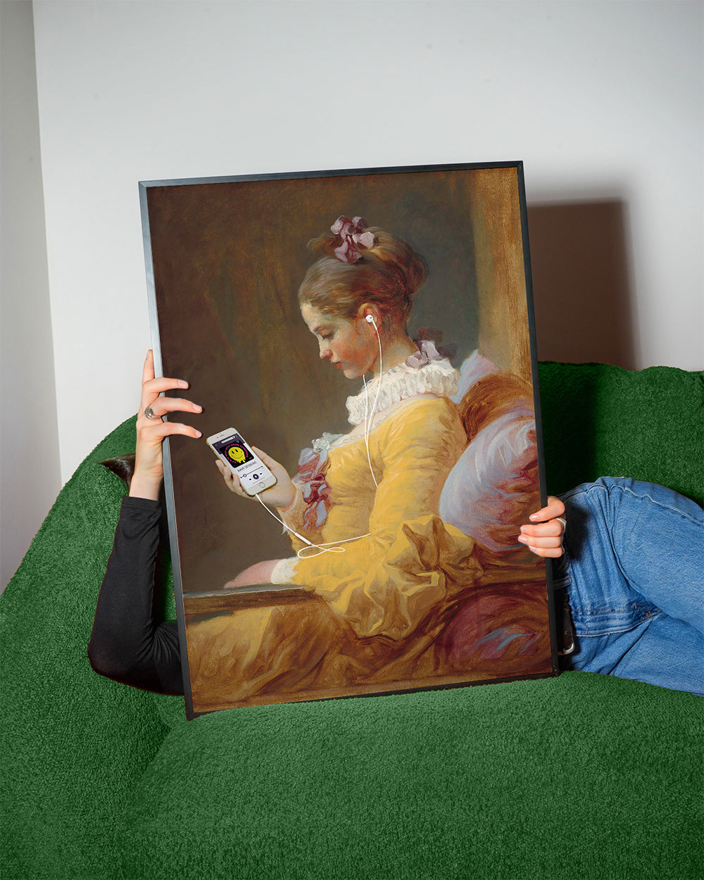 Vintage schilderij van meisje met oortjes