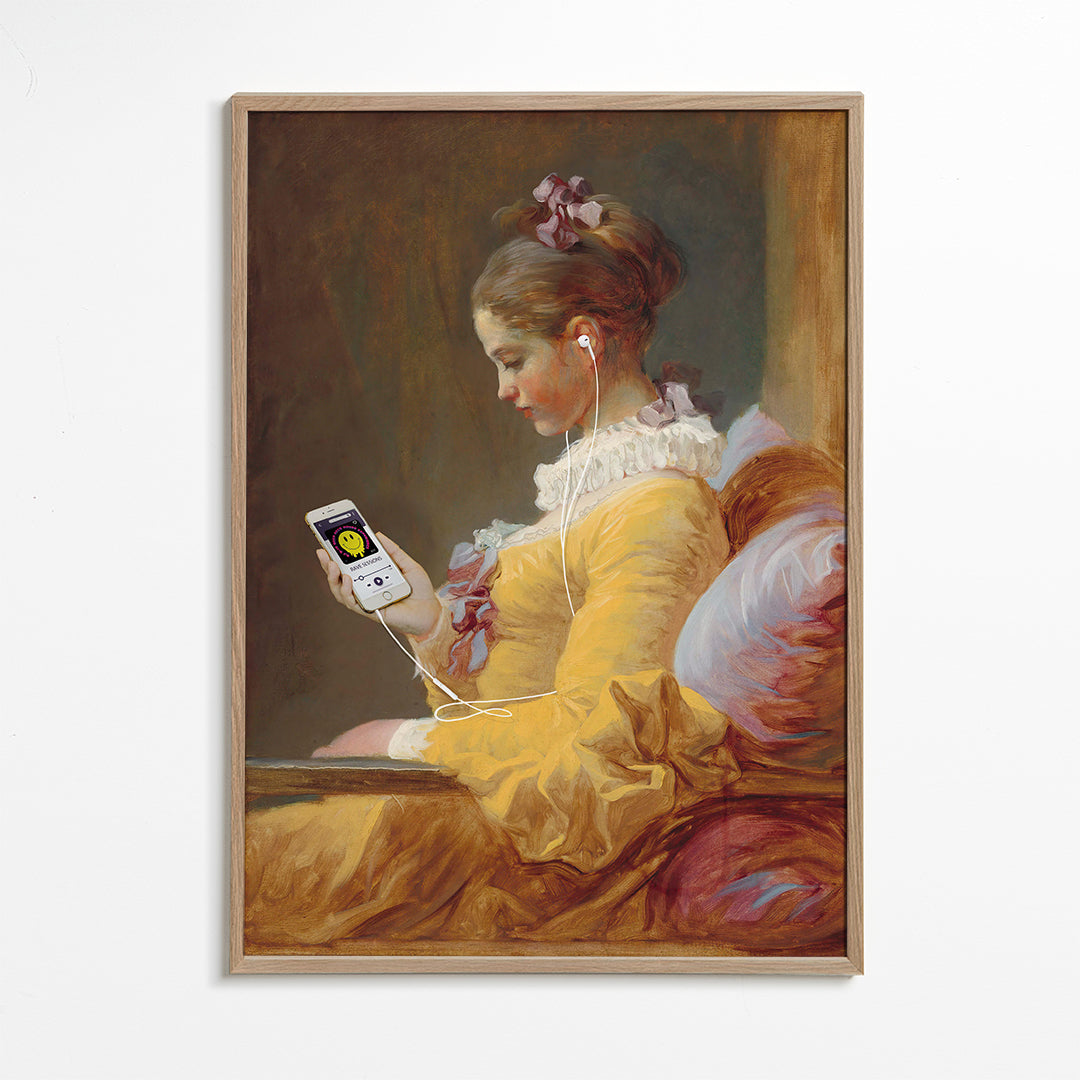 Vintage schilderij van meisje met oortjes
