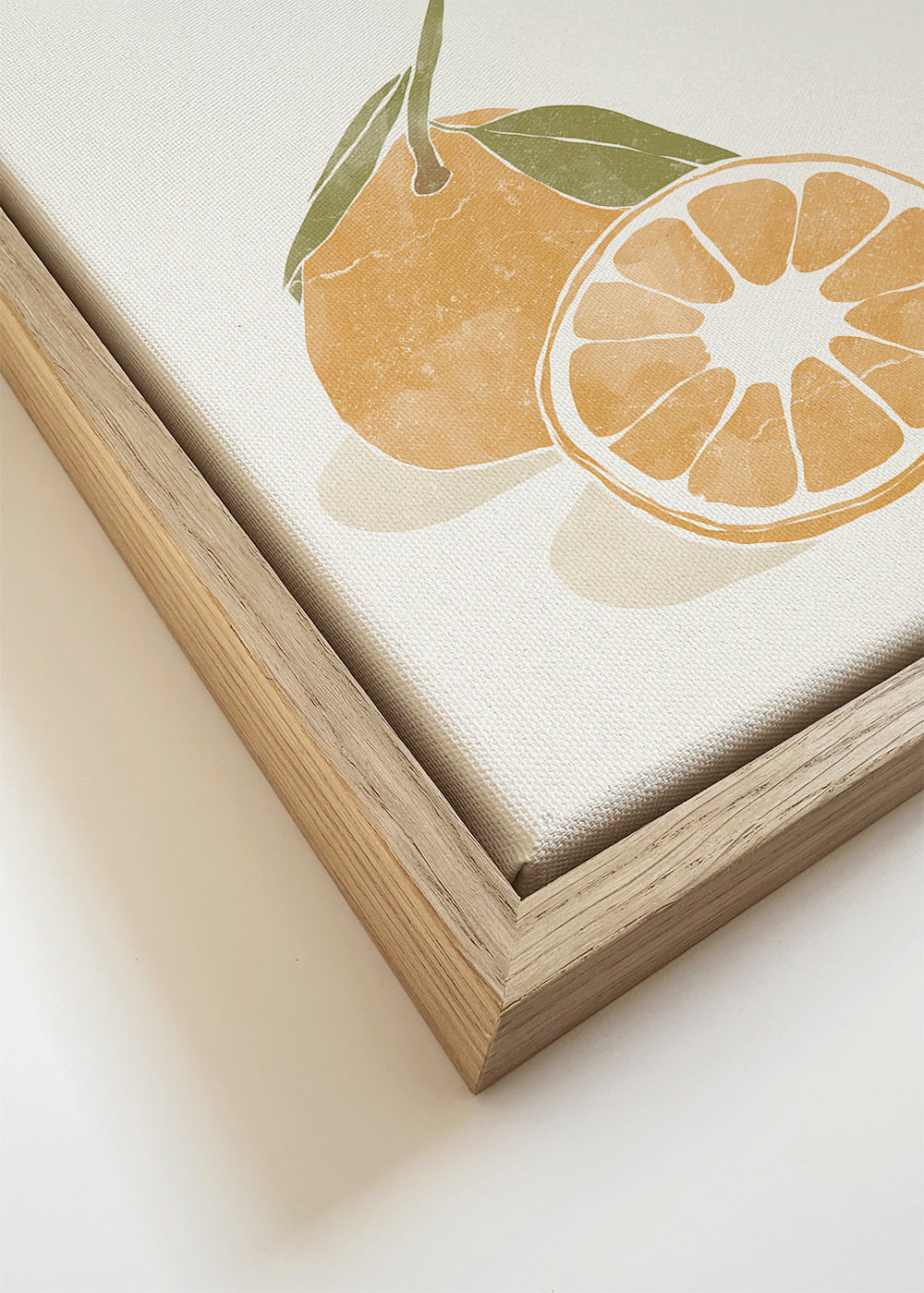 Keuken kunst met minimalistische sinaasappelillustratie