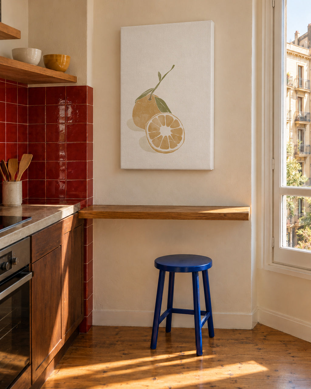 Tropical Oranges - Unframed canvas in an interior