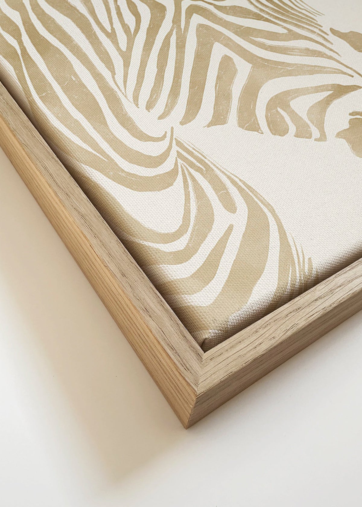 Zebra kunst beige minimal – Canvas detail