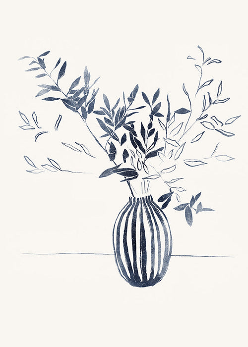 Botanische poster: blauwe takken in vaas