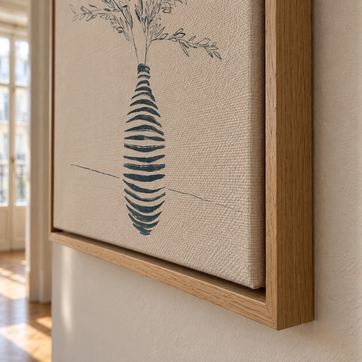 Blue Branches II - Framed canvas detail