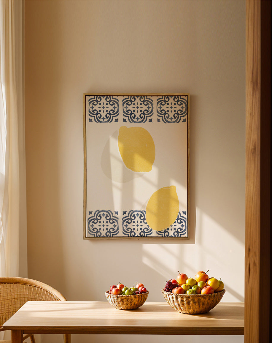 Lemons and Azulejos - Framed canvas in an interior