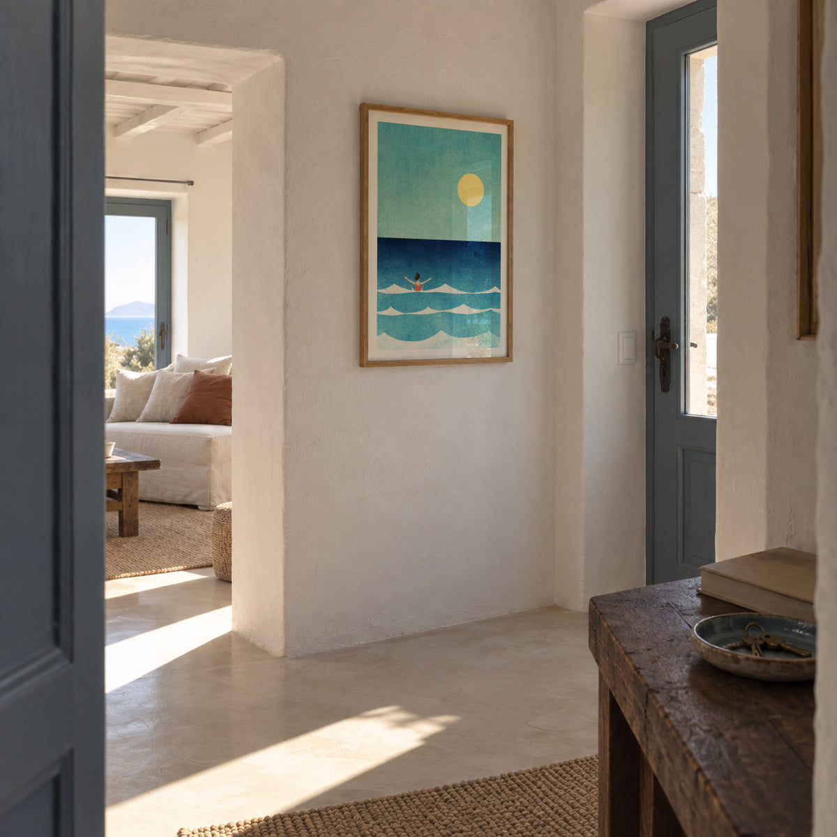 Sea Swim II - Framed poster in an interior
