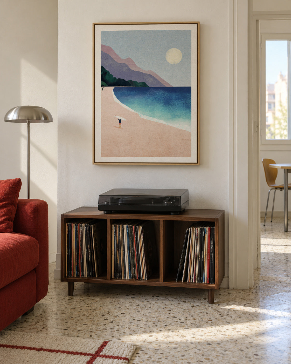 Surf Beach II - Framed canvas in an interior