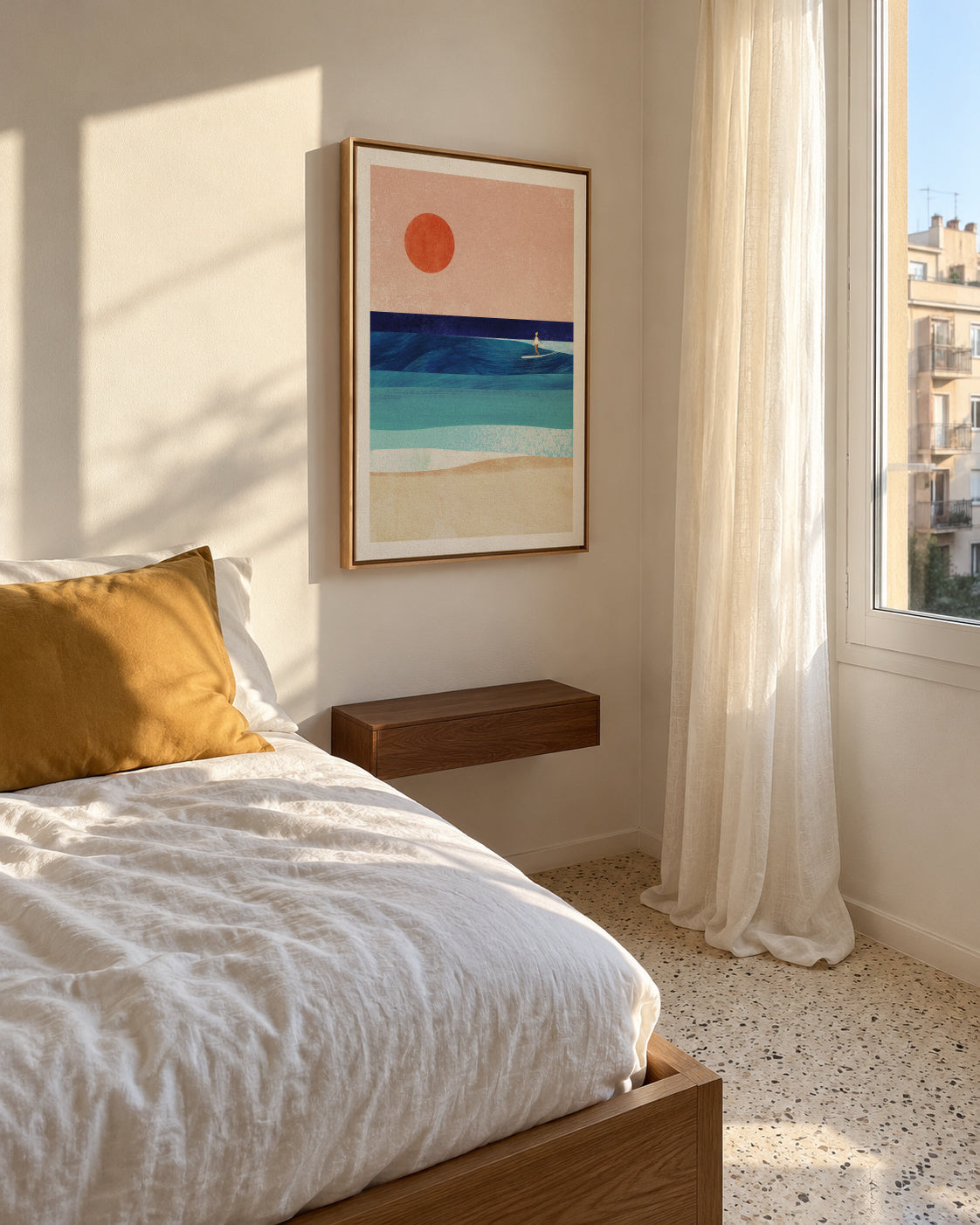 Surf Girl V - Framed canvas in an interior