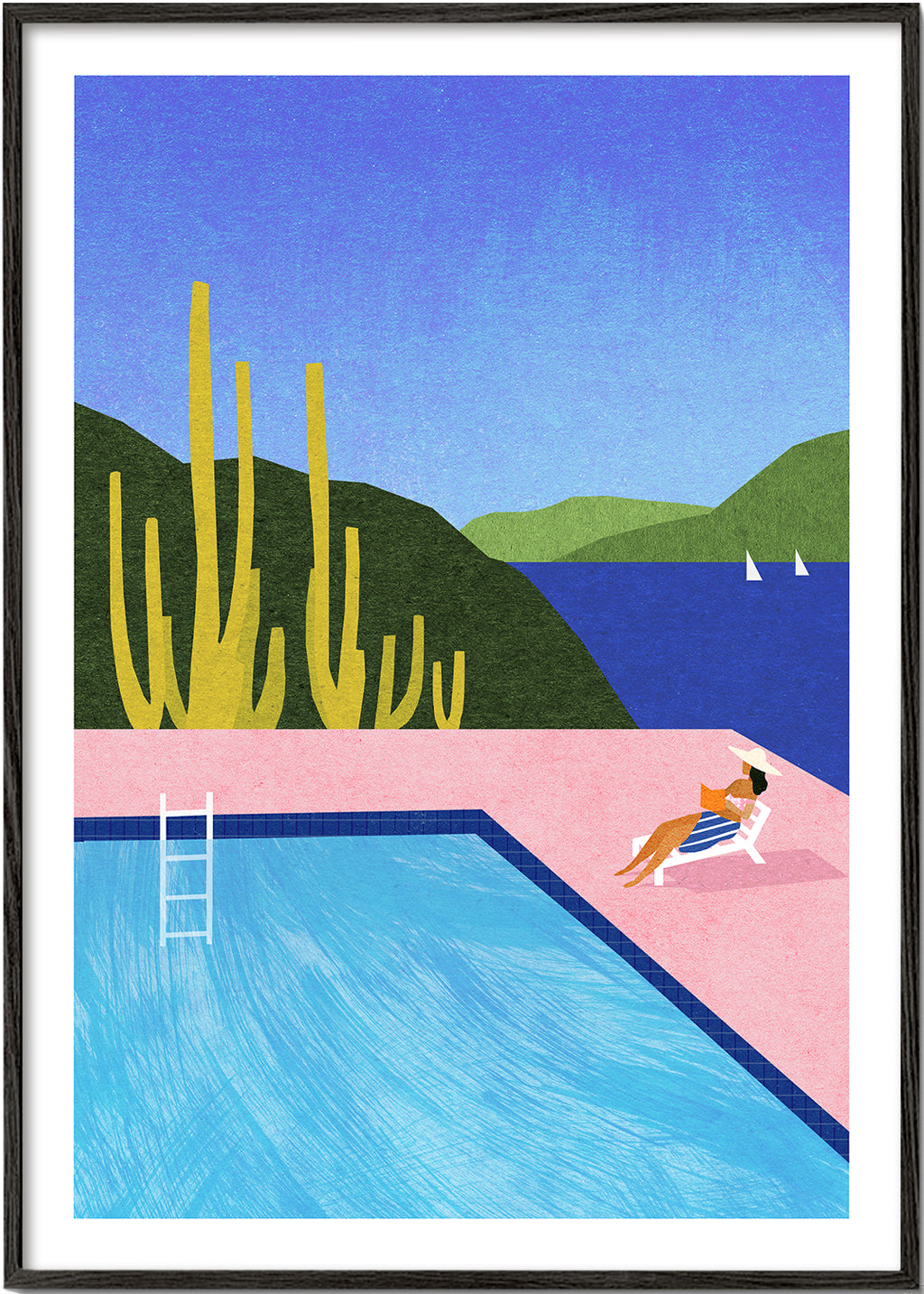 Illustratie zwembad aan zee