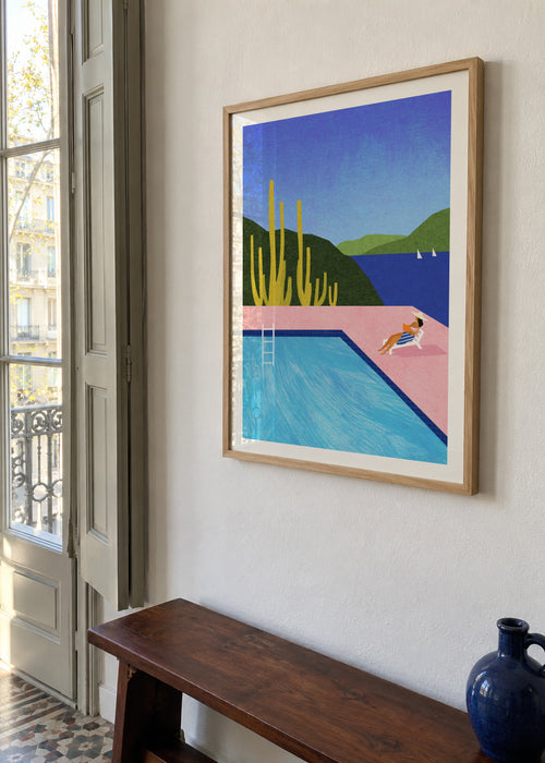 Swimming Pool II - Framed poster in an interior