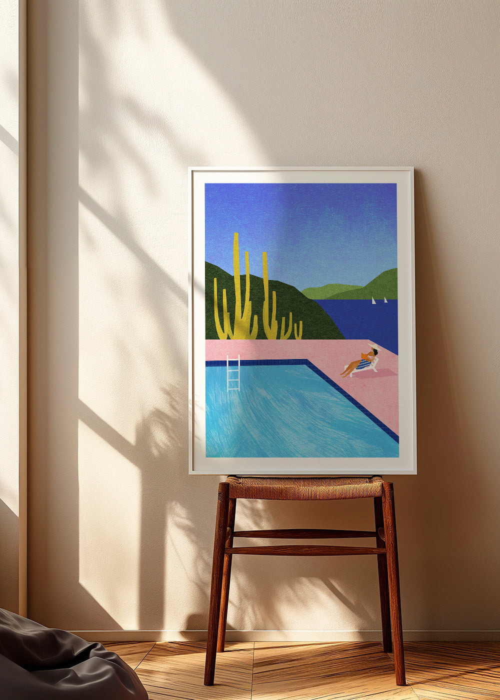 Illustratie zwembad aan zee