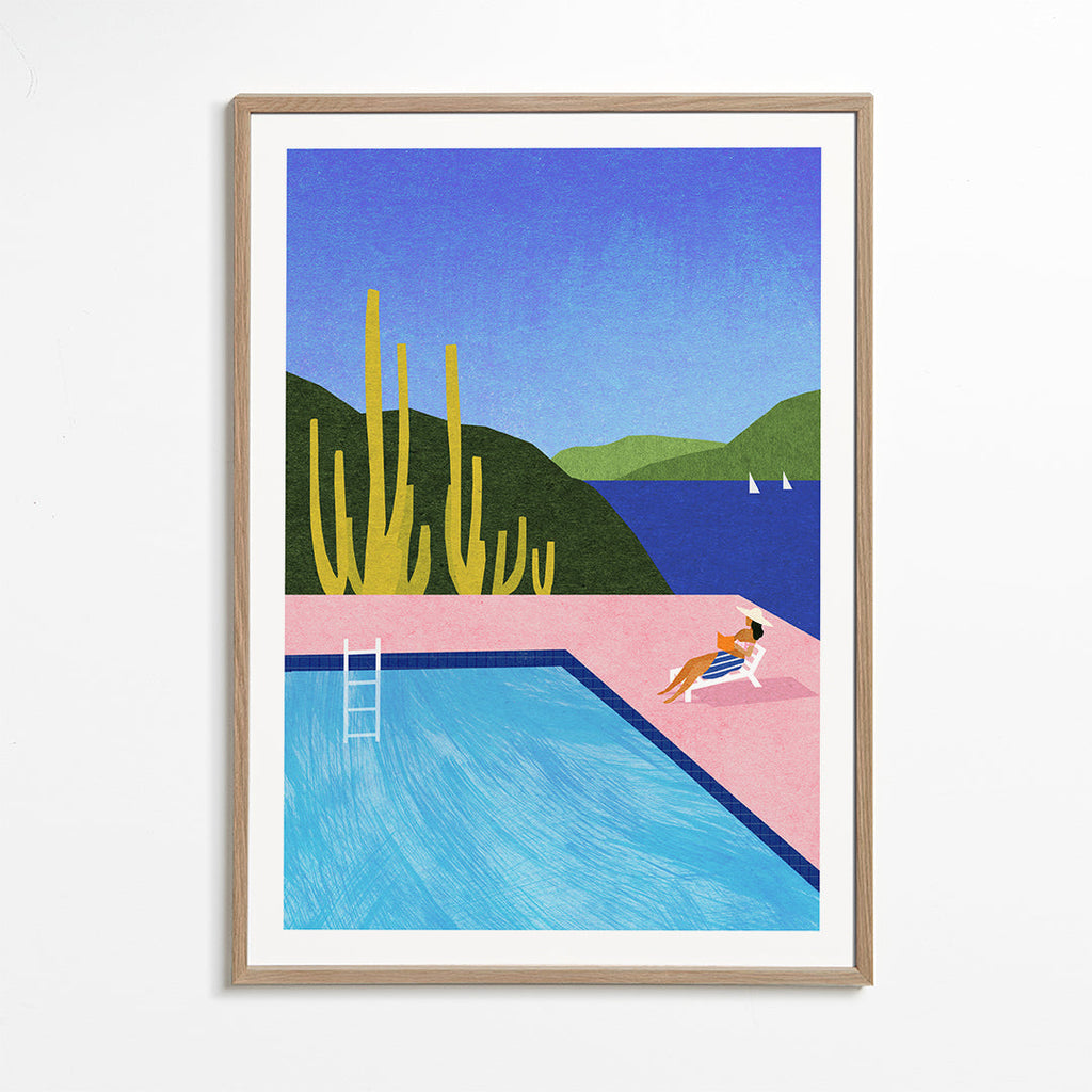 Illustratie zwembad aan zee