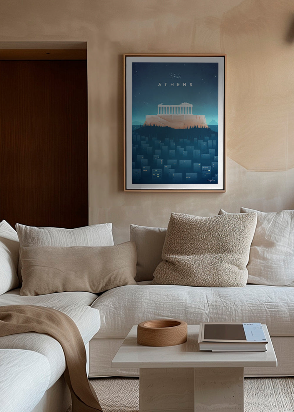 Reisposter: Athene illustratie nacht