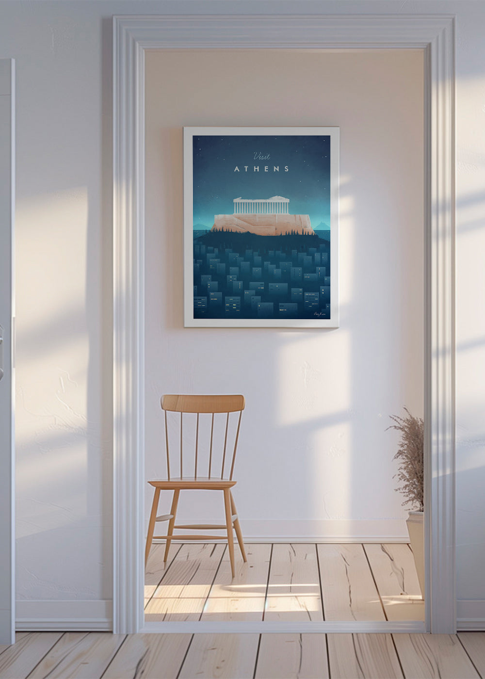 Reisposter: Athene illustratie nacht