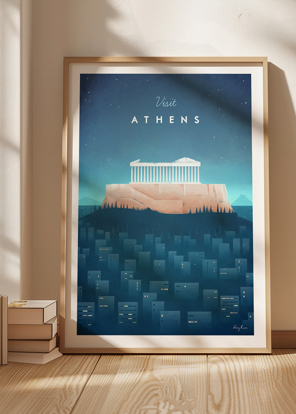 Reisposter: Athene illustratie nacht