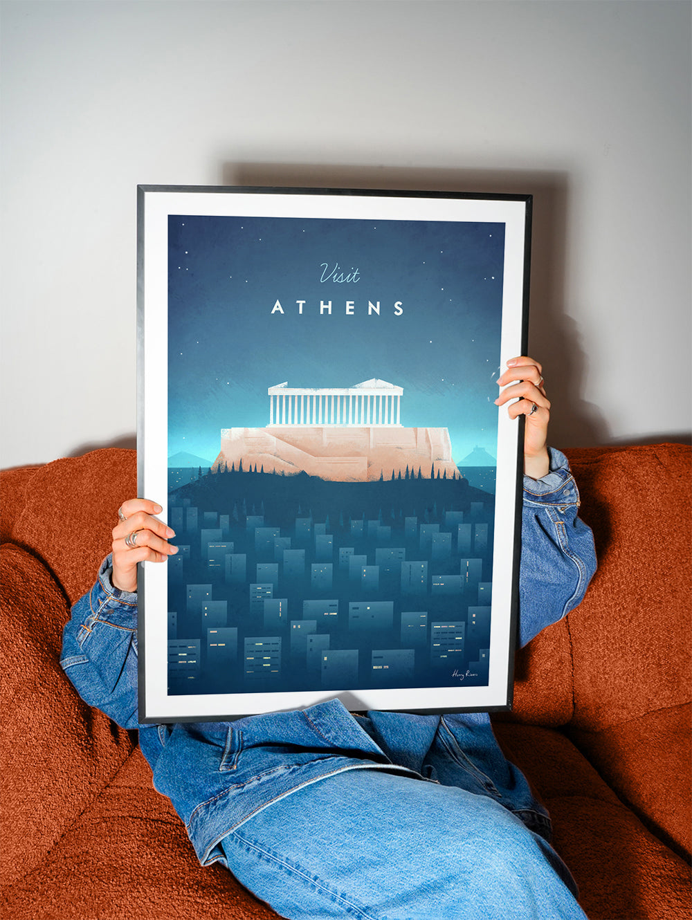 Reisposter: Athene illustratie nacht
