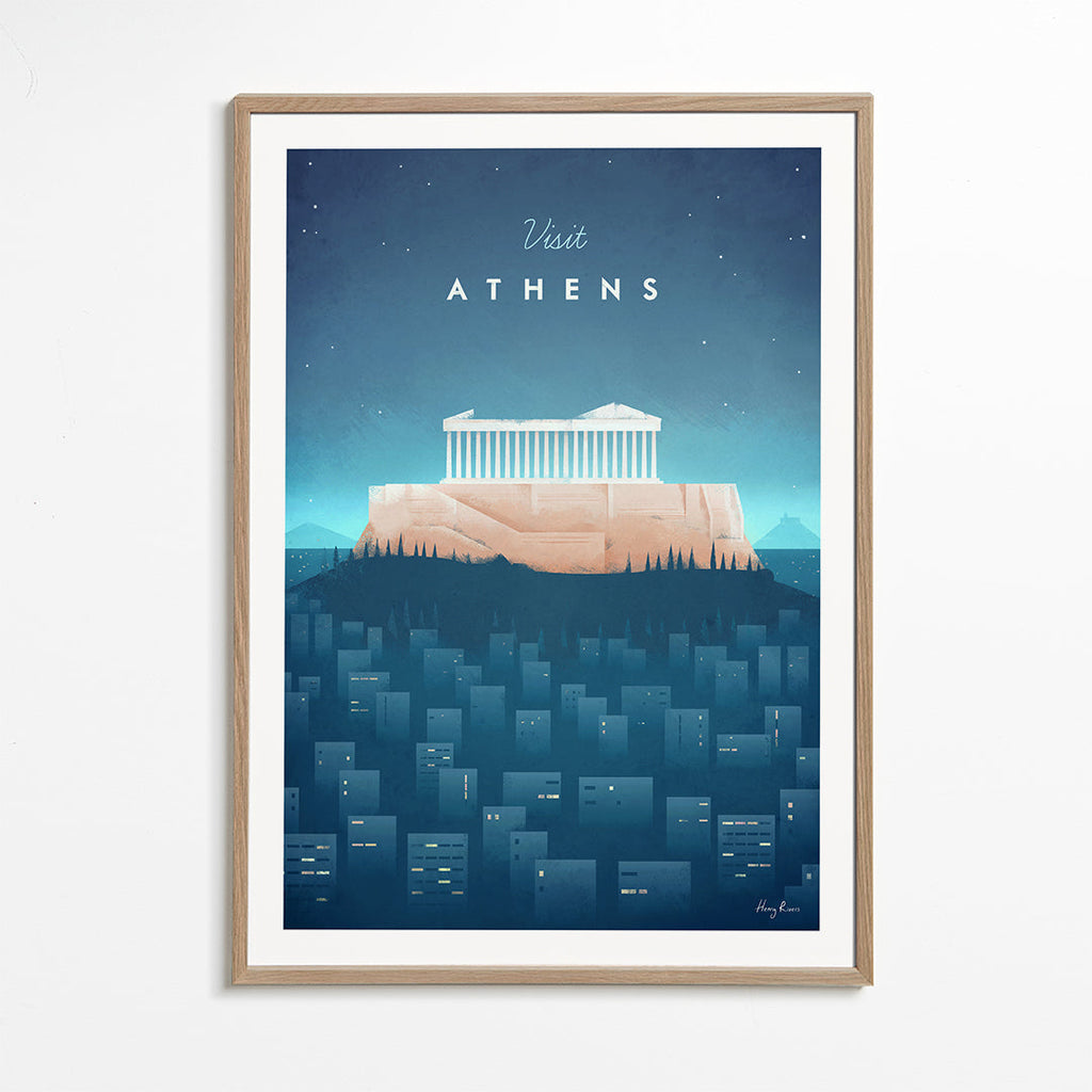 Reisposter: Athene illustratie nacht