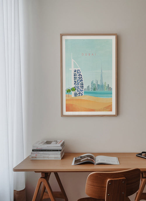 Reisposter Dubai skyline illustratie