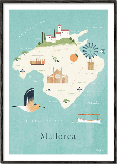 Keuken kunst Mallorca geïllustreerde kaart