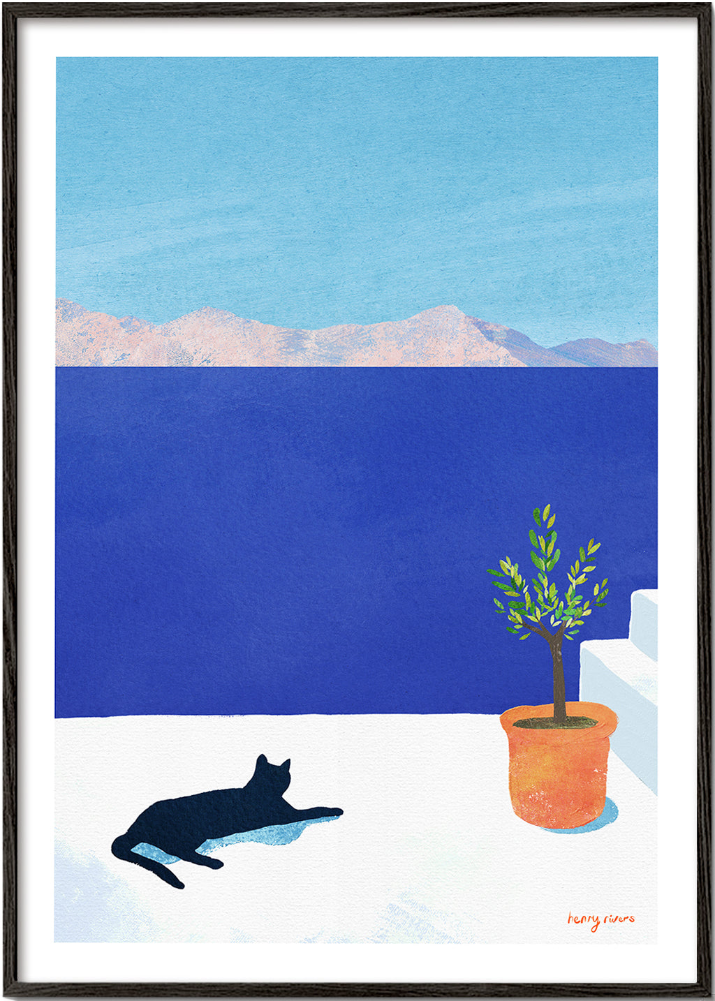 Art de paysage Black cat - siesta on the roof